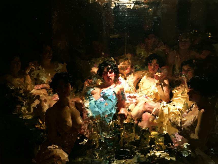 A candlelit gathering of women in golden light — the world of Sunset Lodge